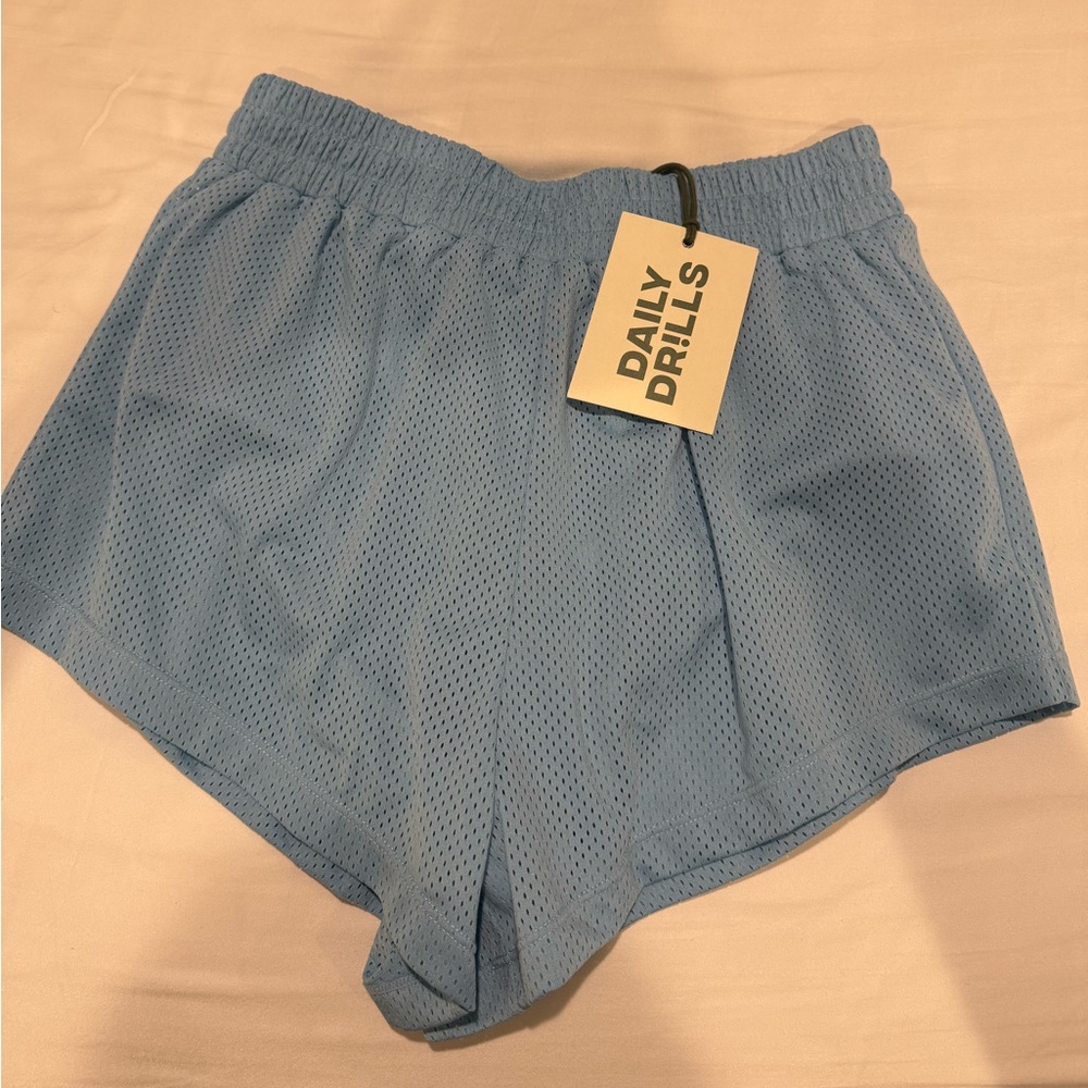 Daily Drills Light Blue Mesh Super Shorts — BNWT🩵
